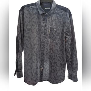 Marc Ecko Dark Gray Patterned Men's Shirt
